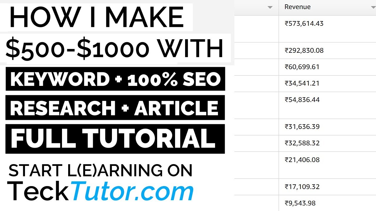 Keyword Research 2022 + SEO Content Article Tutorial 2022 Tecktutor.com