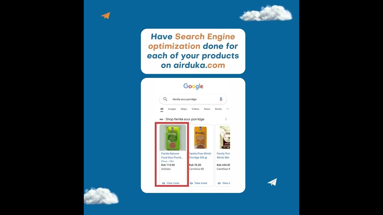 Get your products on airduka, have Search Engine Optimization done for you.