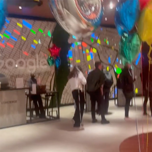 Googlers Lined Up On First Day Back At Google NYC Office