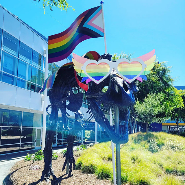 Google Stan Dinosaur Dressed For Pride Month