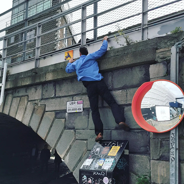 Graffiti Urban Artist Placing Art Outside Google Dublin