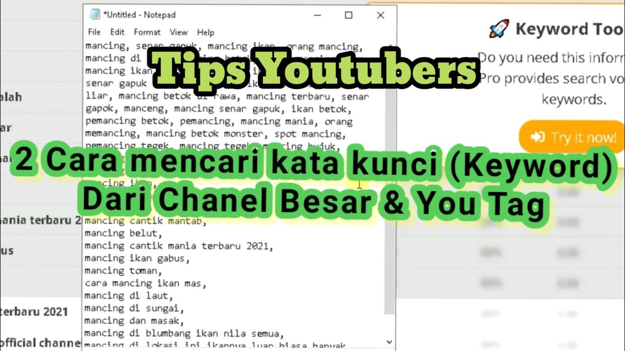 Mencari kata kunci chanel youtube (keyword) dari chanel besar