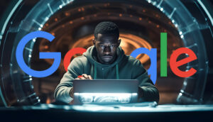 Man Computer Circle Background Google Logo