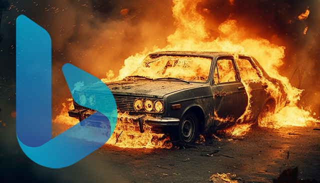 Car Fire Damage Bing Logo