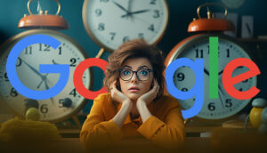 Woman Nervous Clock Google Logo