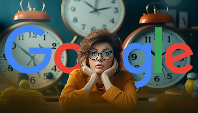 Woman Nervous Clock Google Logo