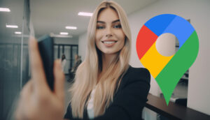 Business Woman Selfie Video Google Maps Pin