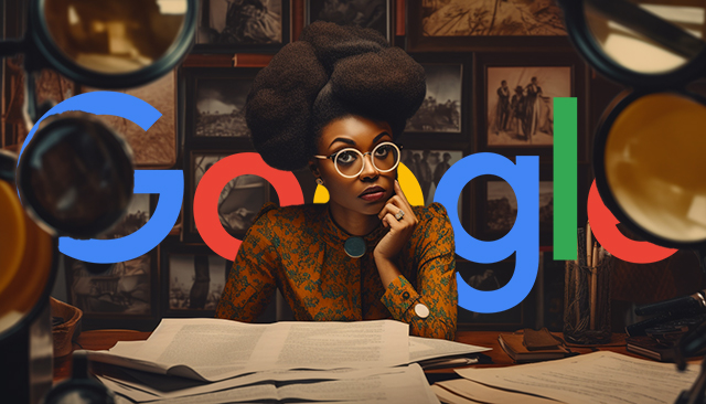 Woman Documents Perspectives Google Logo