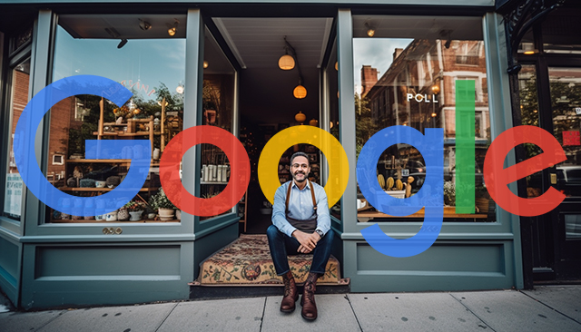 Man Business Store Front Google Logo