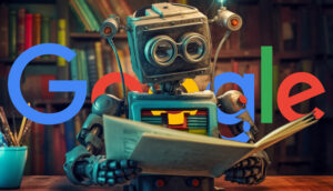 Robot Reading Dictionary Google Logo