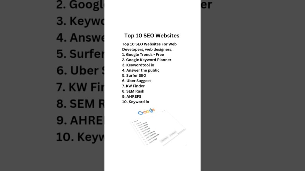 Top 10 SEO Websites For Web Developers, Web Designers#seo  #seotips #seomarketing #seoservices