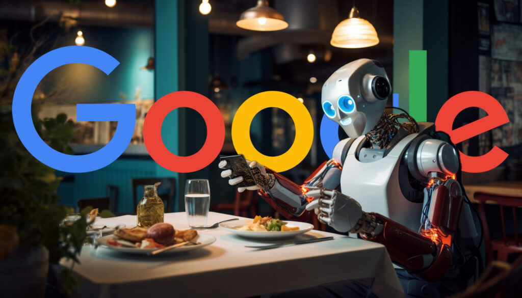 Robot Reviewing Food Google Logo