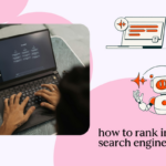 How to rank in AI search results — marketer reviewing AI overview citations on laptop screen